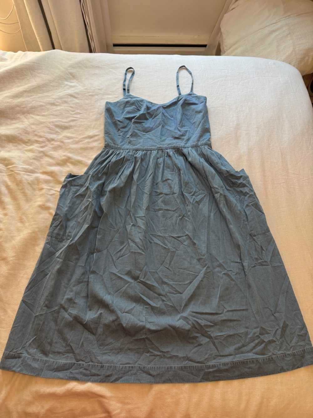 Blue Chambray Spaghetti Strap Sundress